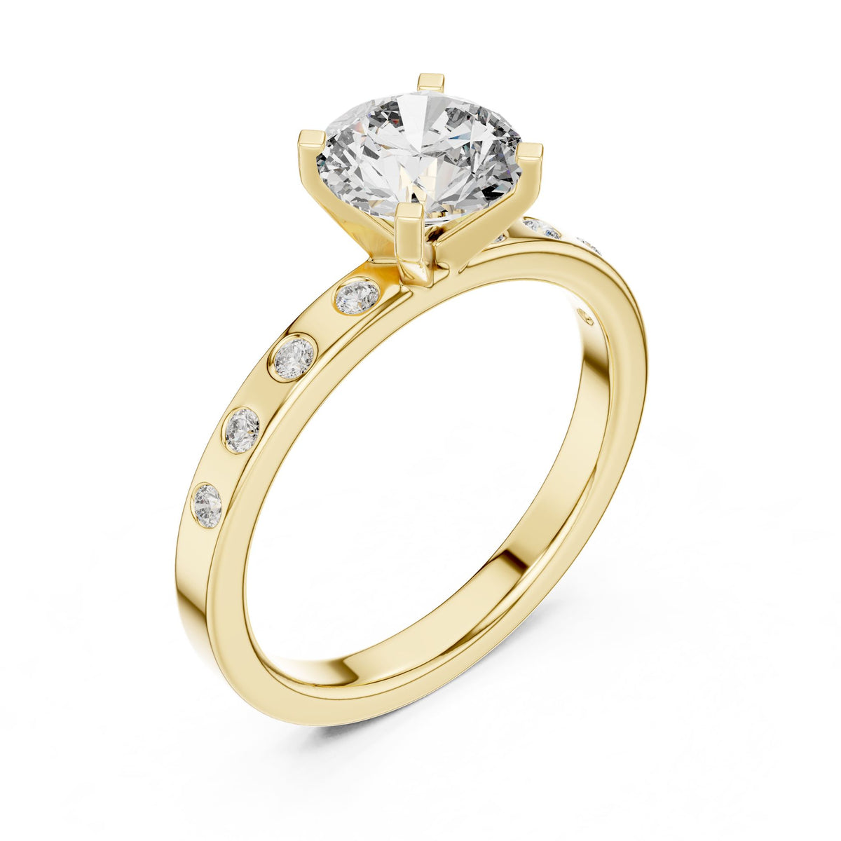 Round Accented Lab Grown Diamond Engagement Ring