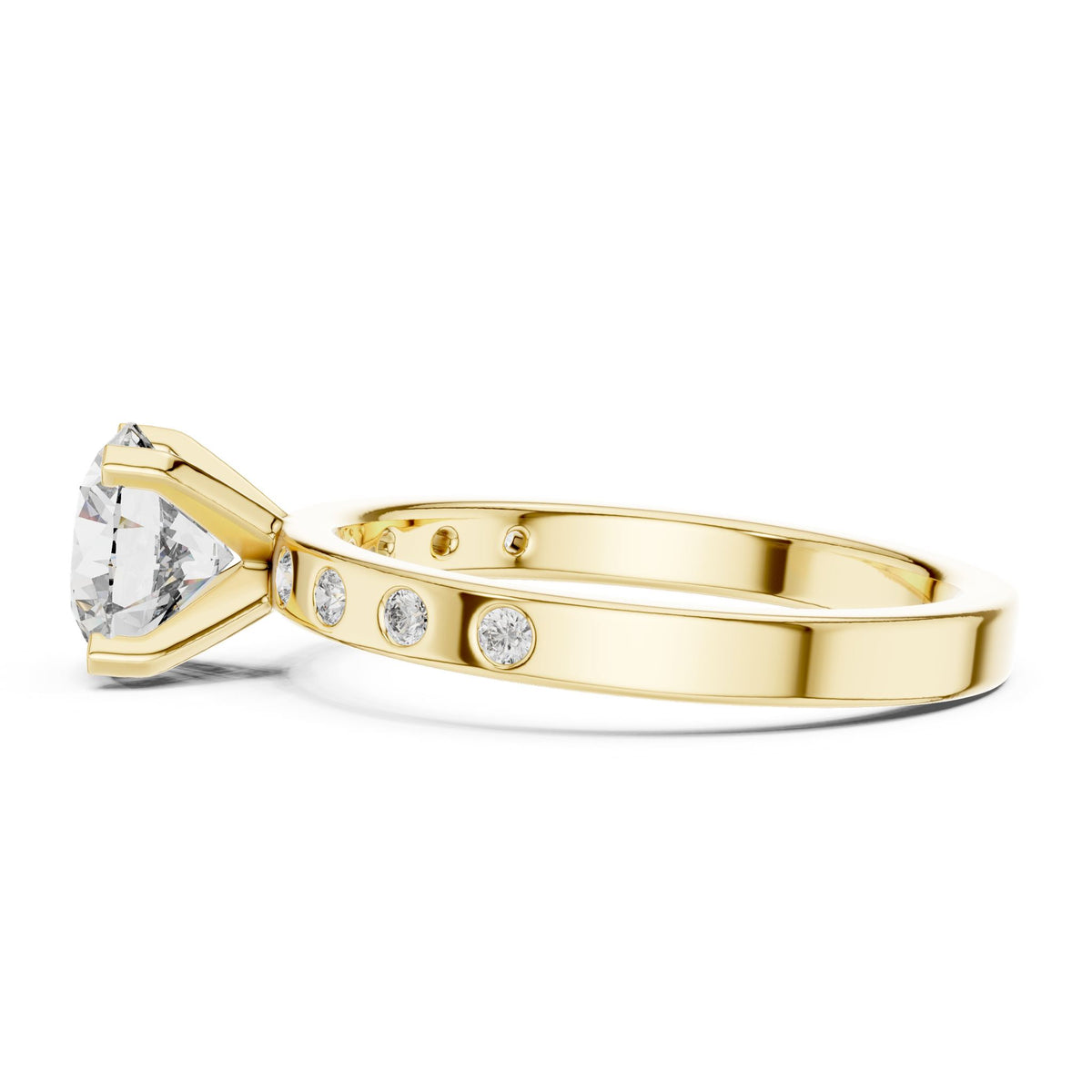Round Accented Lab Grown Diamond Engagement Ring