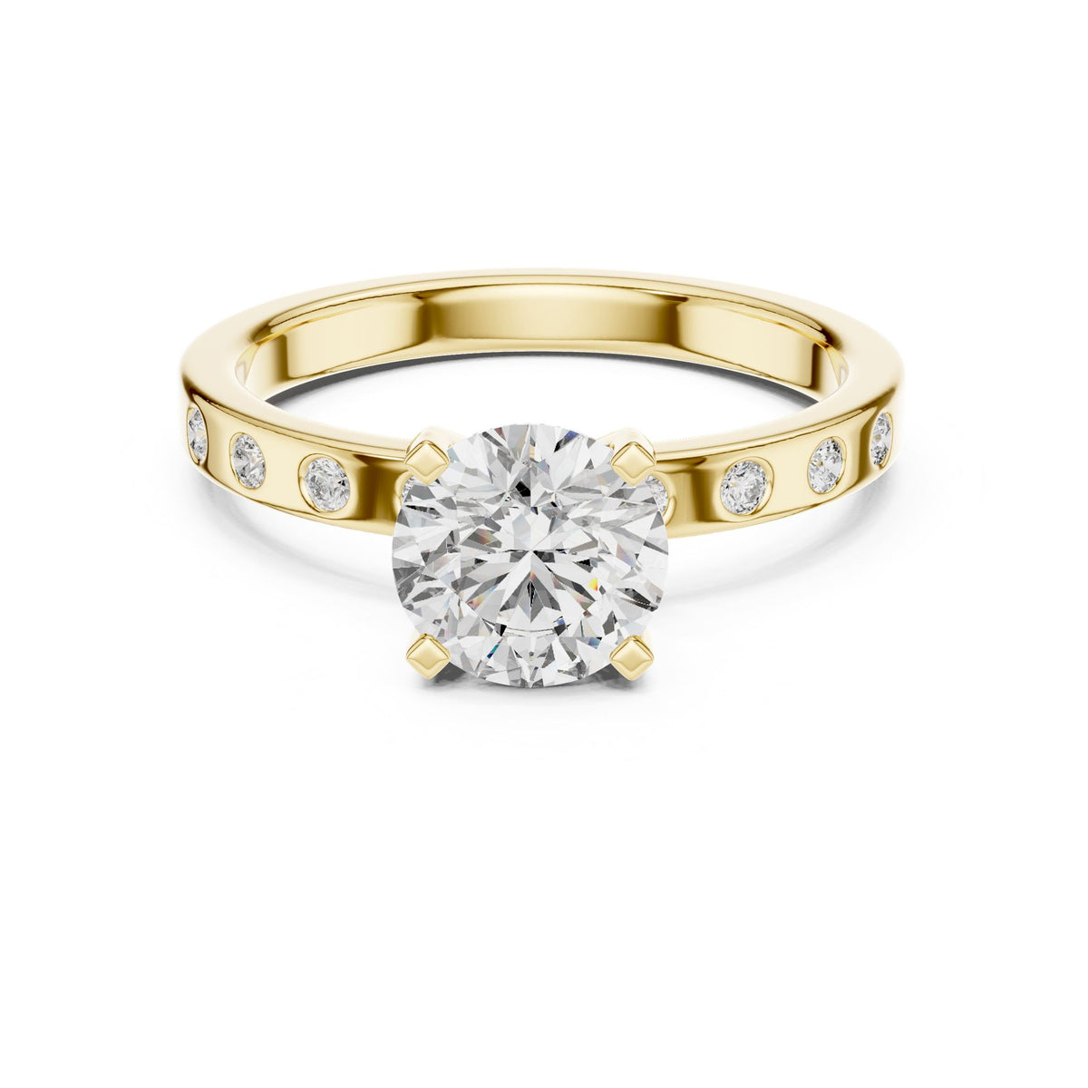 Round Accented Lab Grown Diamond Engagement Ring