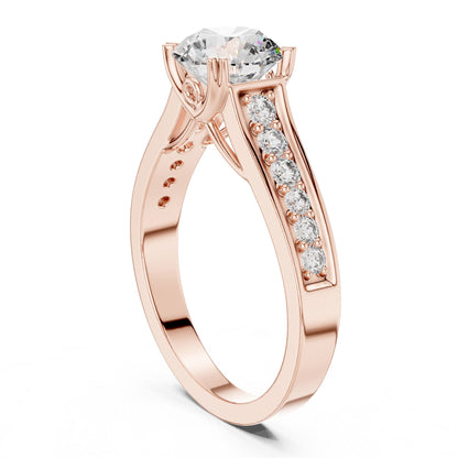 Round Accented Lab Grown Diamond Engagement Ring