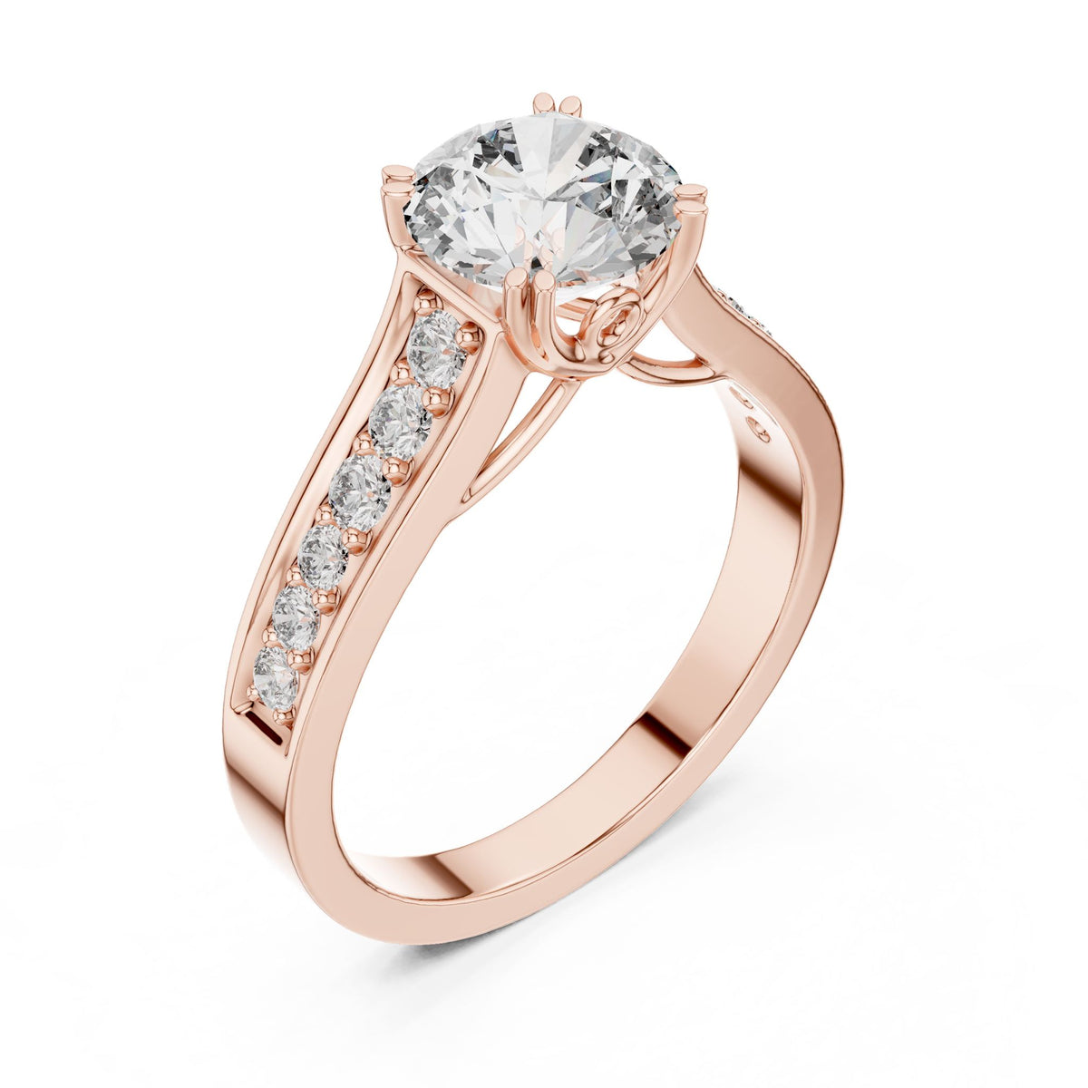 Round Accented Lab Grown Diamond Engagement Ring