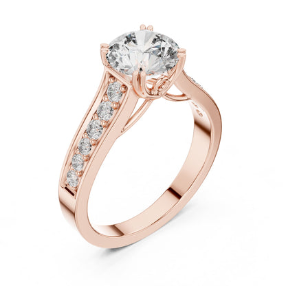 Round Accented Lab Grown Diamond Engagement Ring