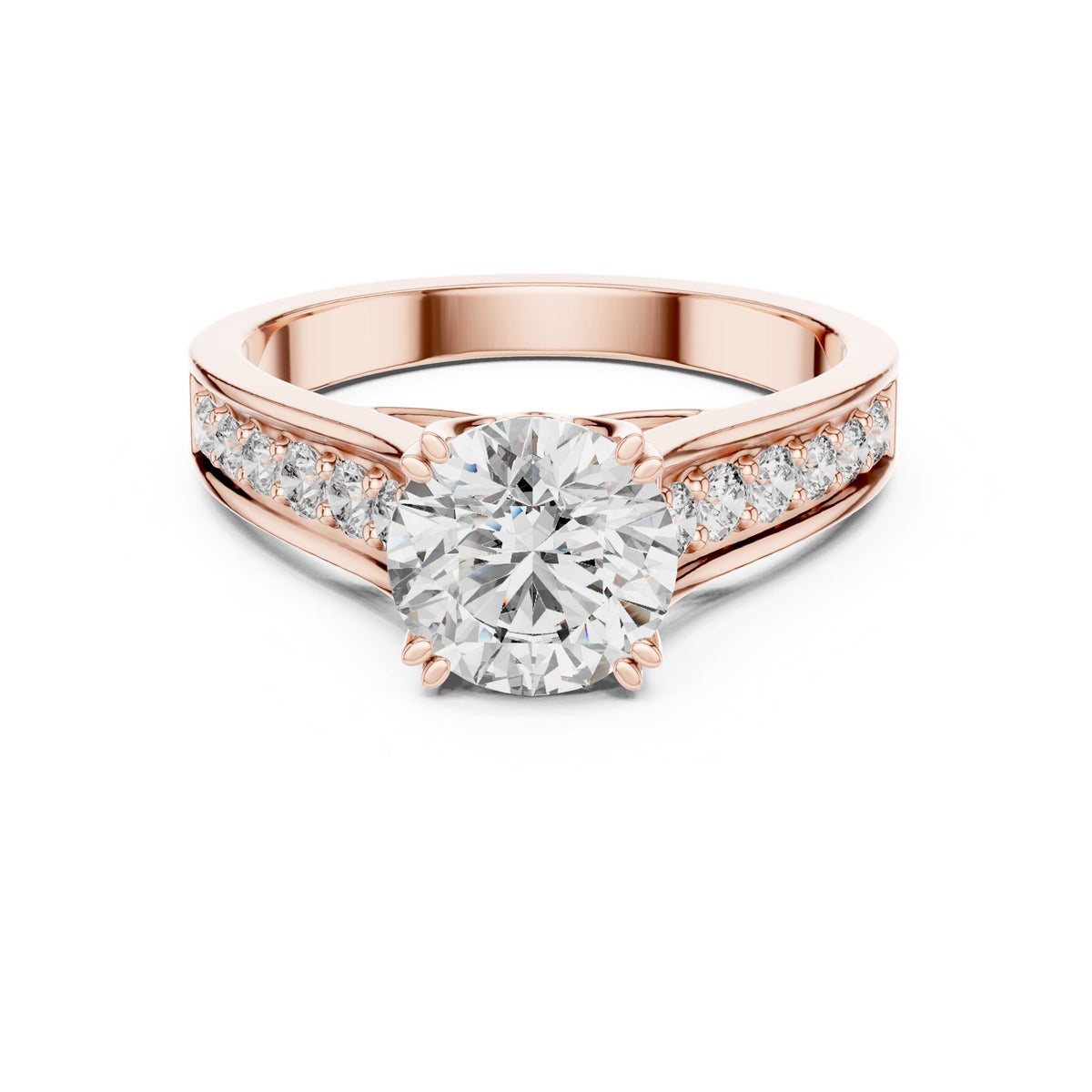 Round Accented Lab Grown Diamond Engagement Ring