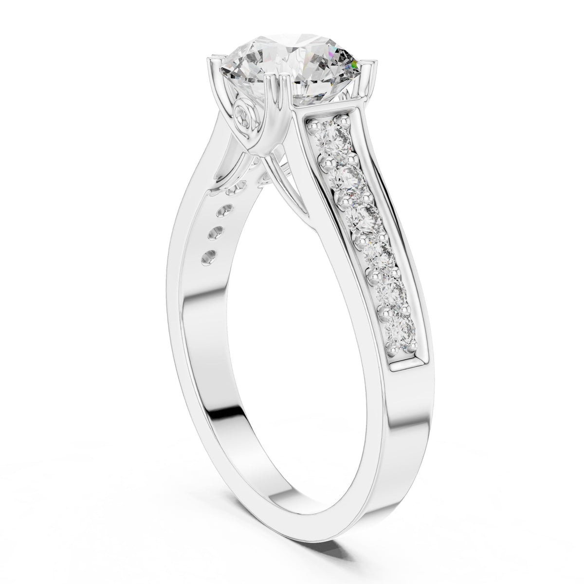 Round Accented Lab Grown Diamond Engagement Ring