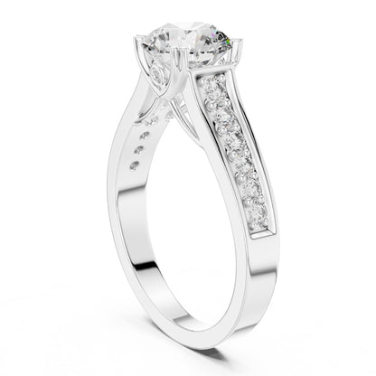 Round Accented Lab Grown Diamond Engagement Ring