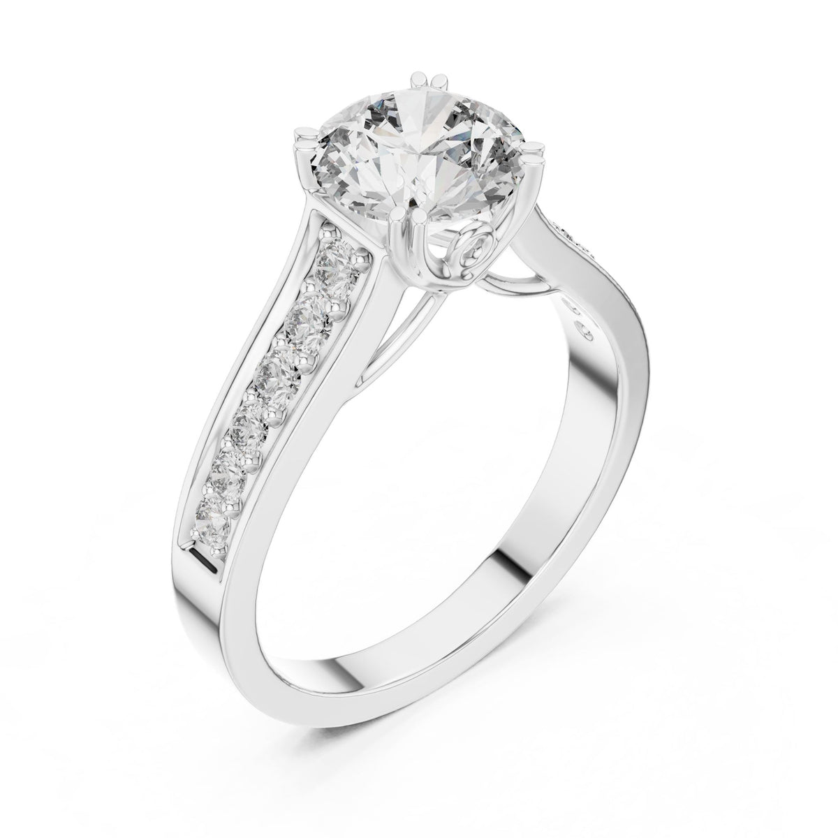 Round Accented Lab Grown Diamond Engagement Ring