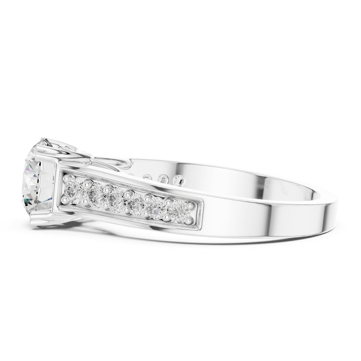 Round Accented Lab Grown Diamond Engagement Ring