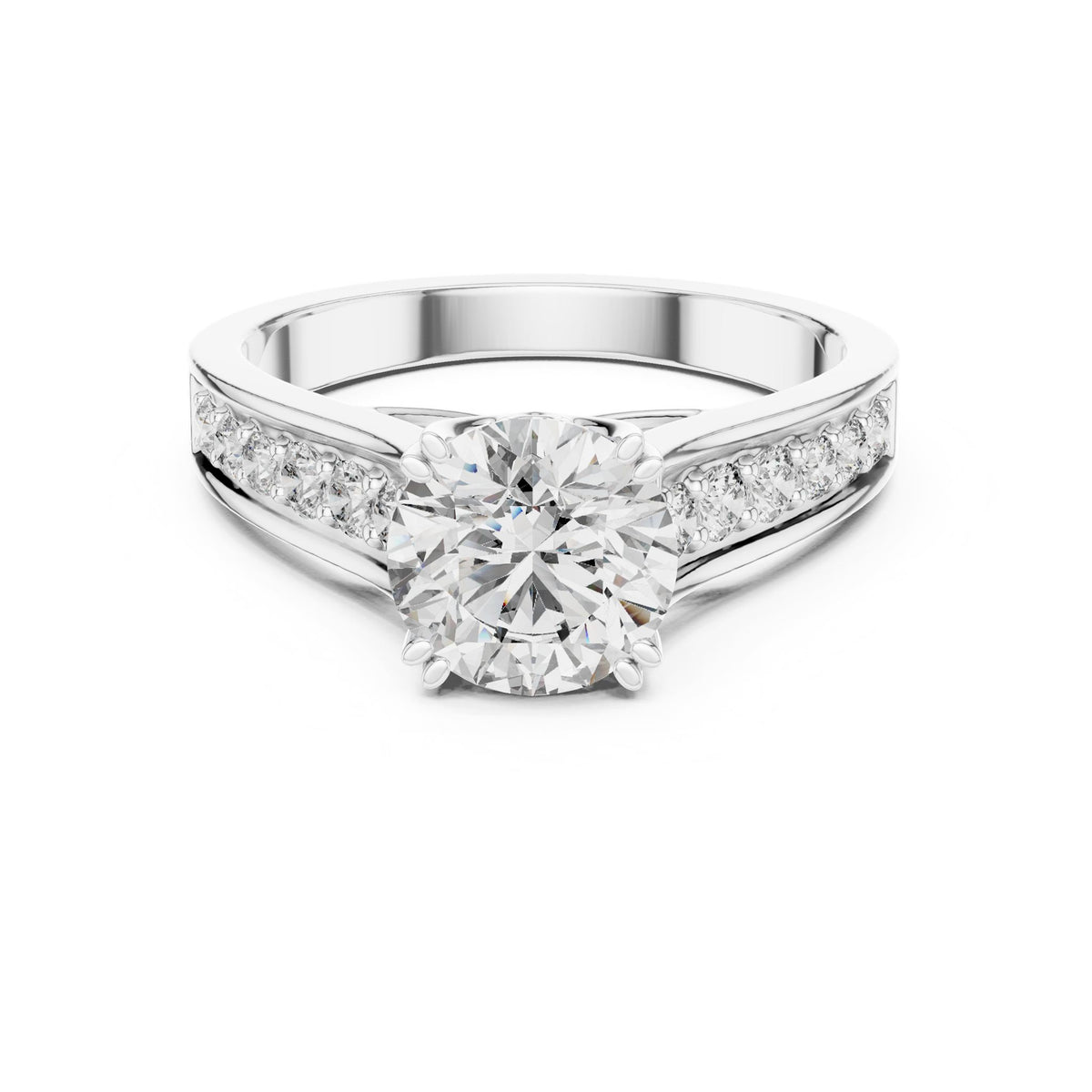 Round Accented Lab Grown Diamond Engagement Ring