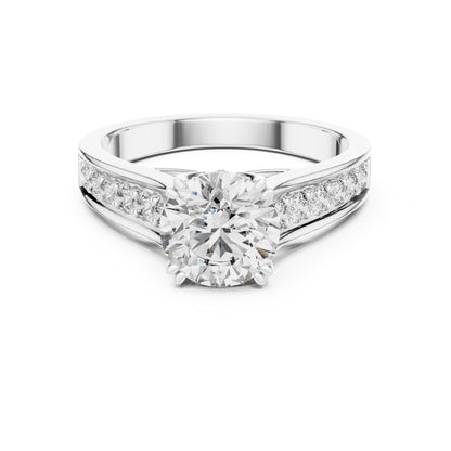 Round Accented Lab Grown Diamond Engagement Ring