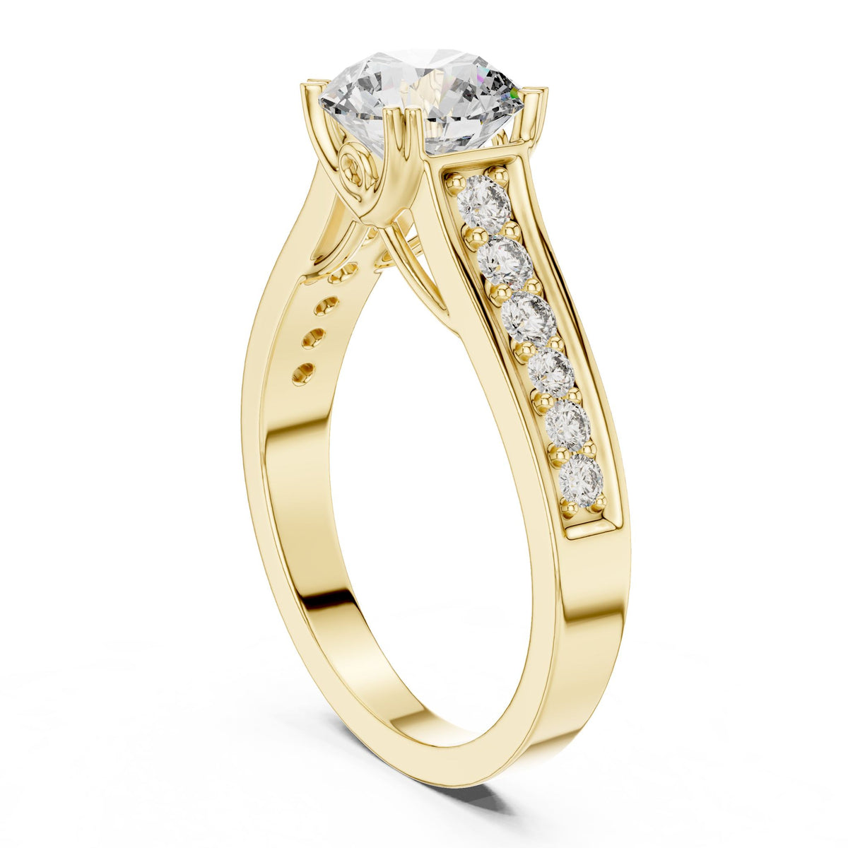 Round Accented Lab Grown Diamond Engagement Ring