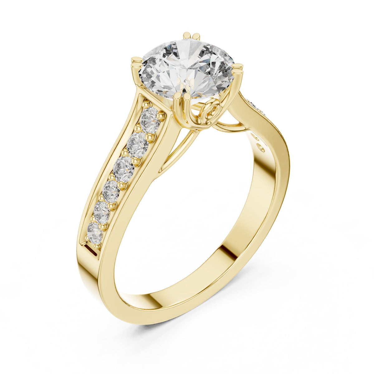 Round Accented Lab Grown Diamond Engagement Ring