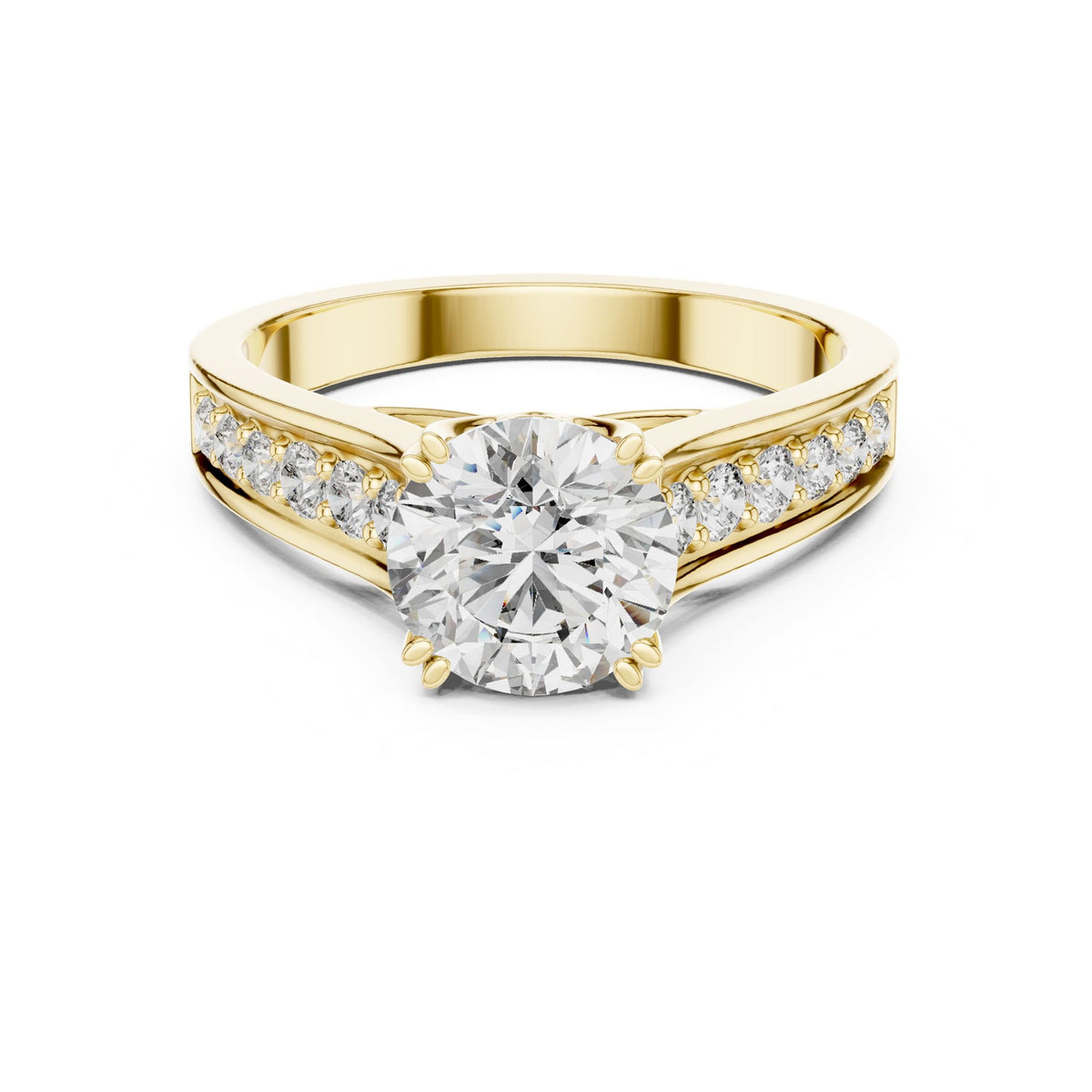 Round Accented Lab Grown Diamond Engagement Ring