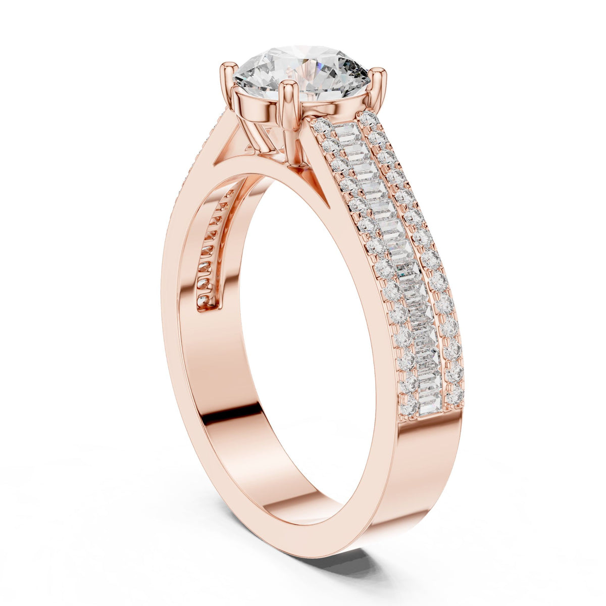 Round Accented Lab Grown Diamond Engagement Ring