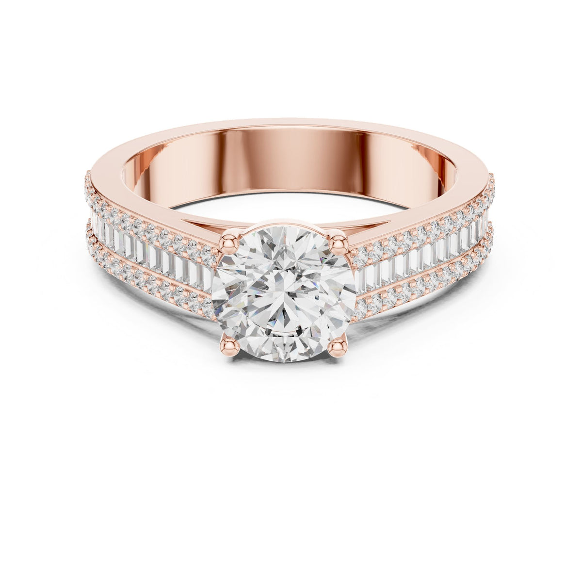 Round Accented Lab Grown Diamond Engagement Ring