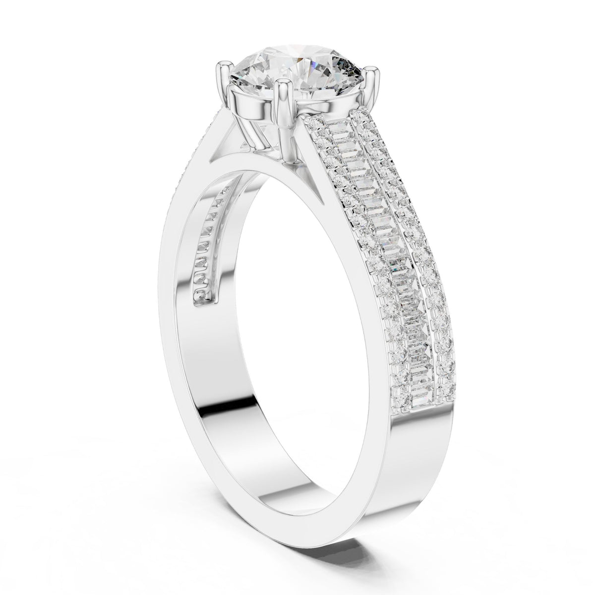 Round Accented Lab Grown Diamond Engagement Ring