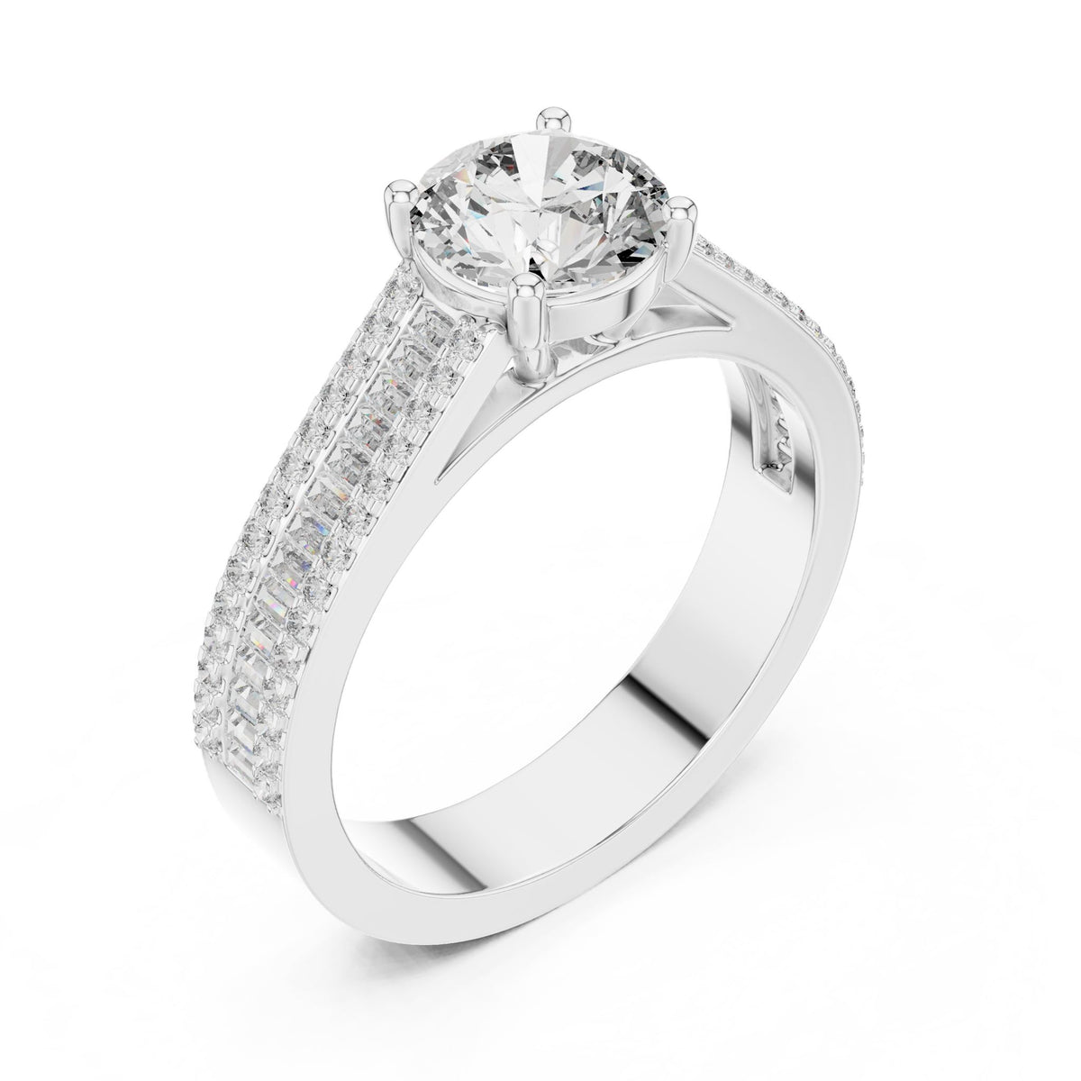 Round Accented Lab Grown Diamond Engagement Ring