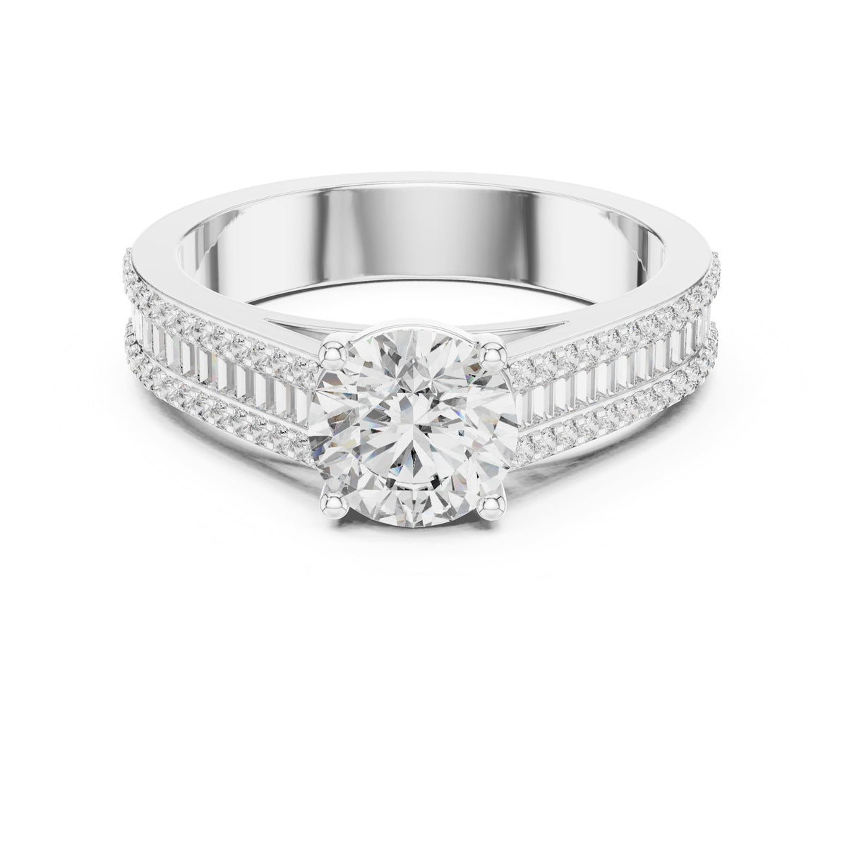 Round Accented Lab Grown Diamond Engagement Ring
