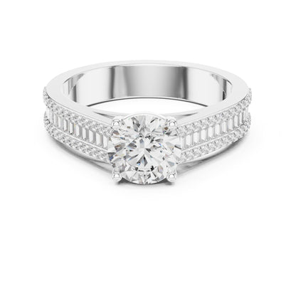 Round Accented Lab Grown Diamond Engagement Ring