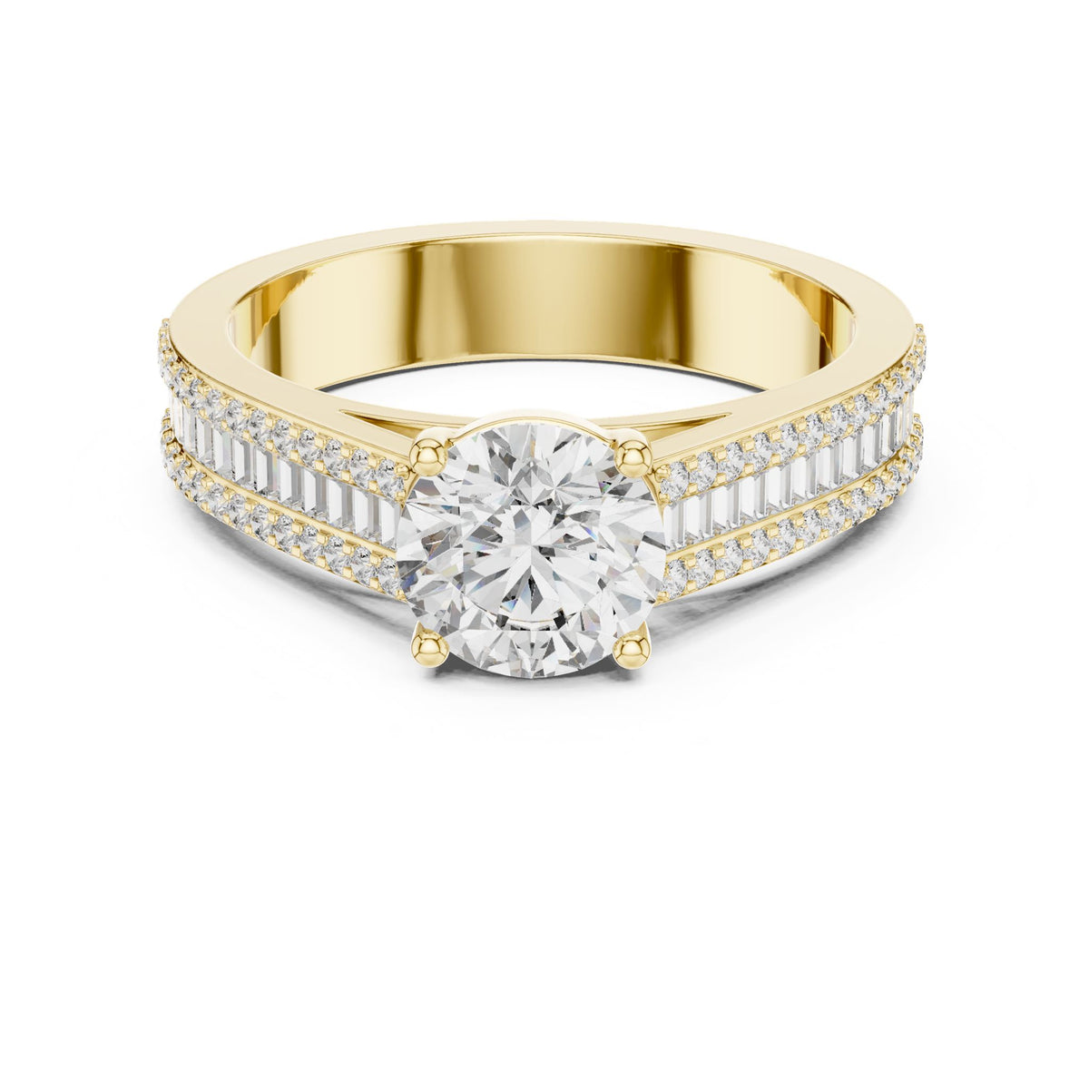 Round Accented Lab Grown Diamond Engagement Ring