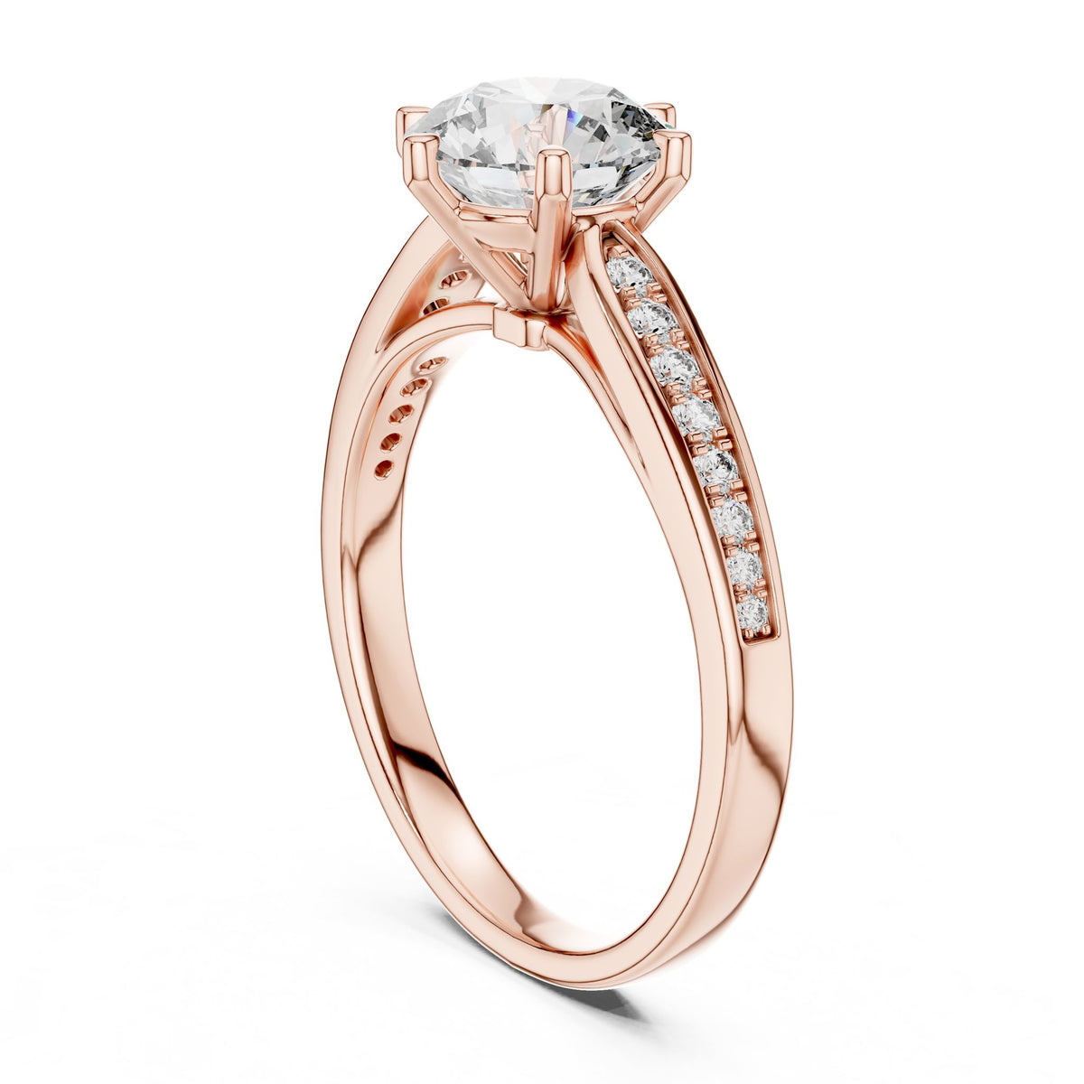 Round Accented Lab Grown Diamond Engagement Ring