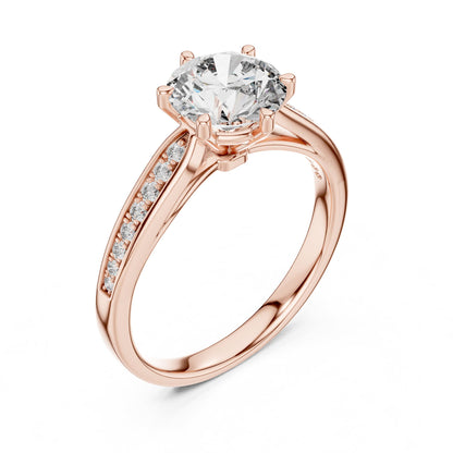 Round Accented Lab Grown Diamond Engagement Ring