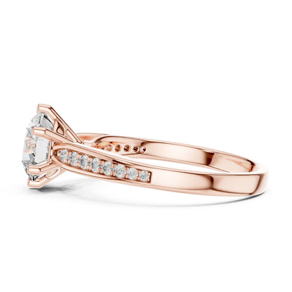 Round Accented Lab Grown Diamond Engagement Ring