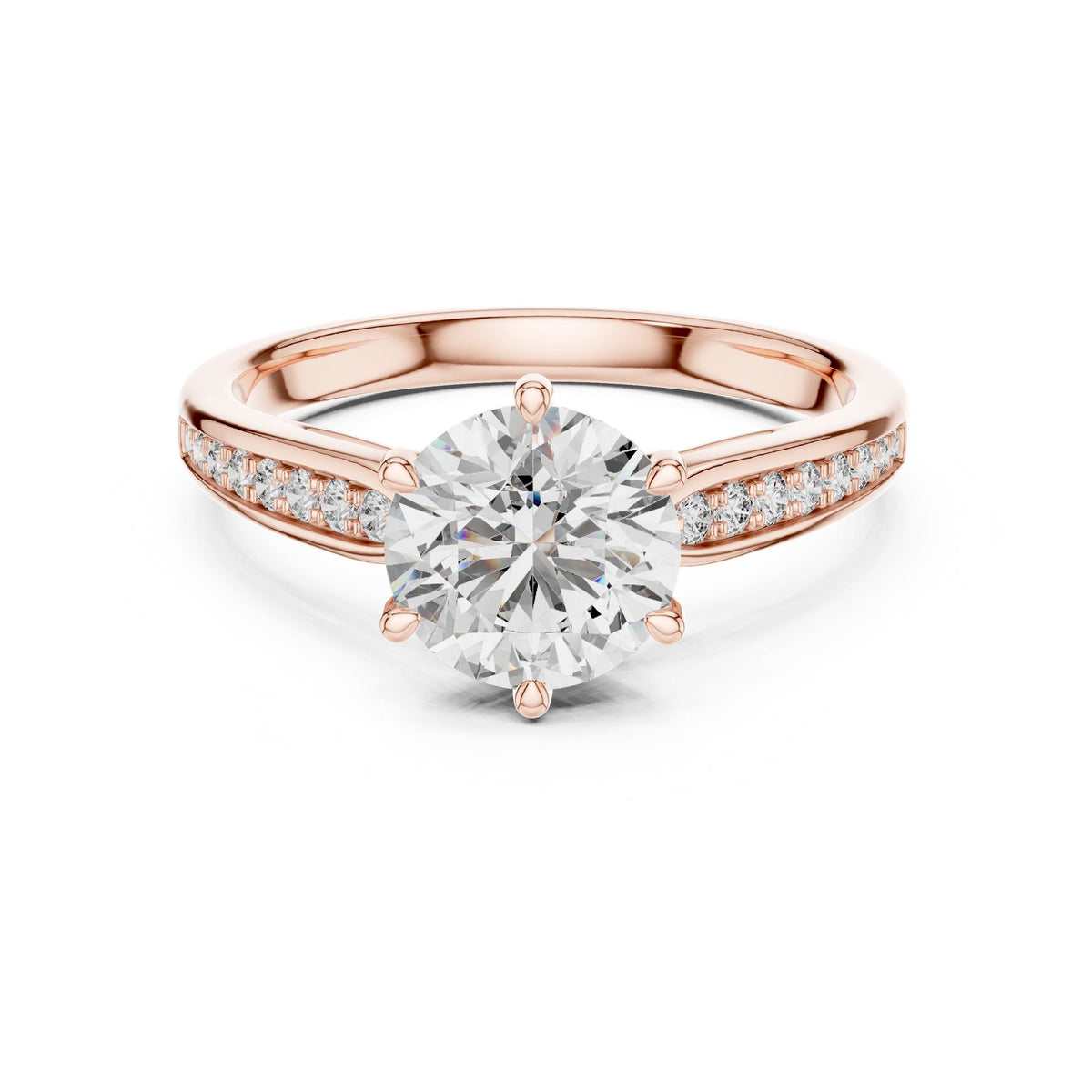 Round Accented Lab Grown Diamond Engagement Ring