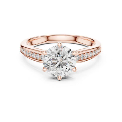 Round Accented Lab Grown Diamond Engagement Ring