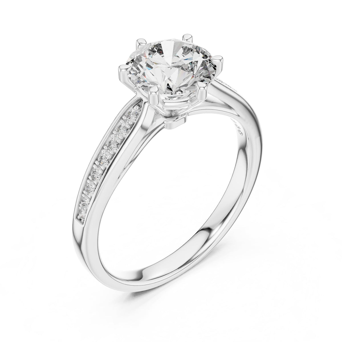 Round Accented Lab Grown Diamond Engagement Ring