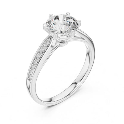 Round Accented Lab Grown Diamond Engagement Ring