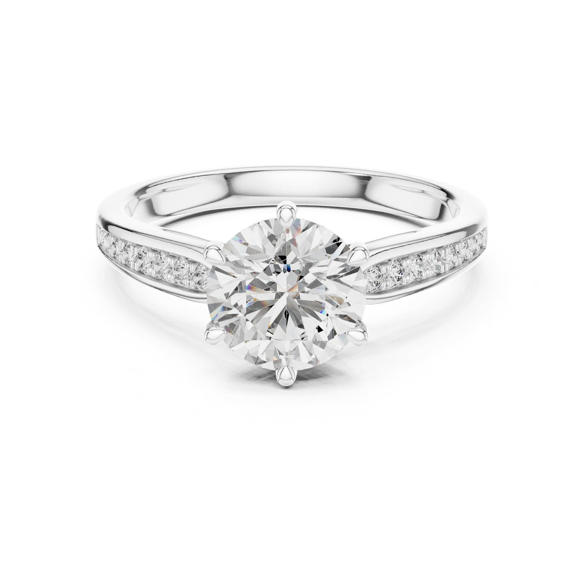 Round Accented Lab Grown Diamond Engagement Ring