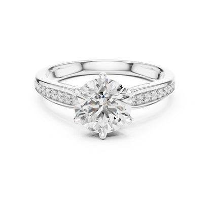 Round Accented Lab Grown Diamond Engagement Ring