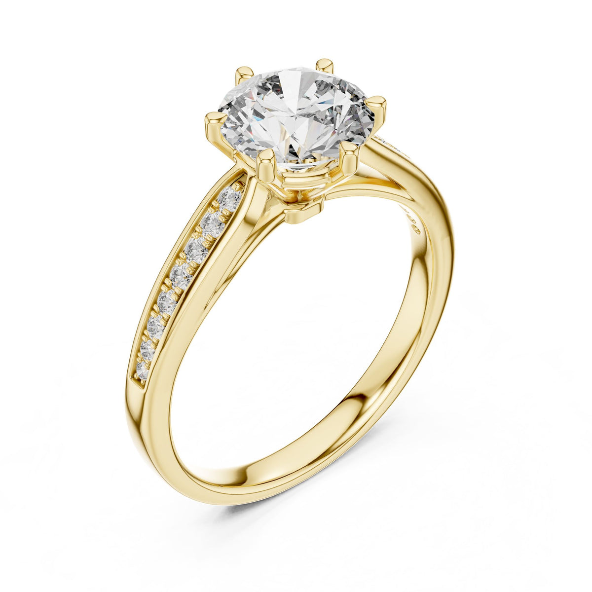 Round Accented Lab Grown Diamond Engagement Ring