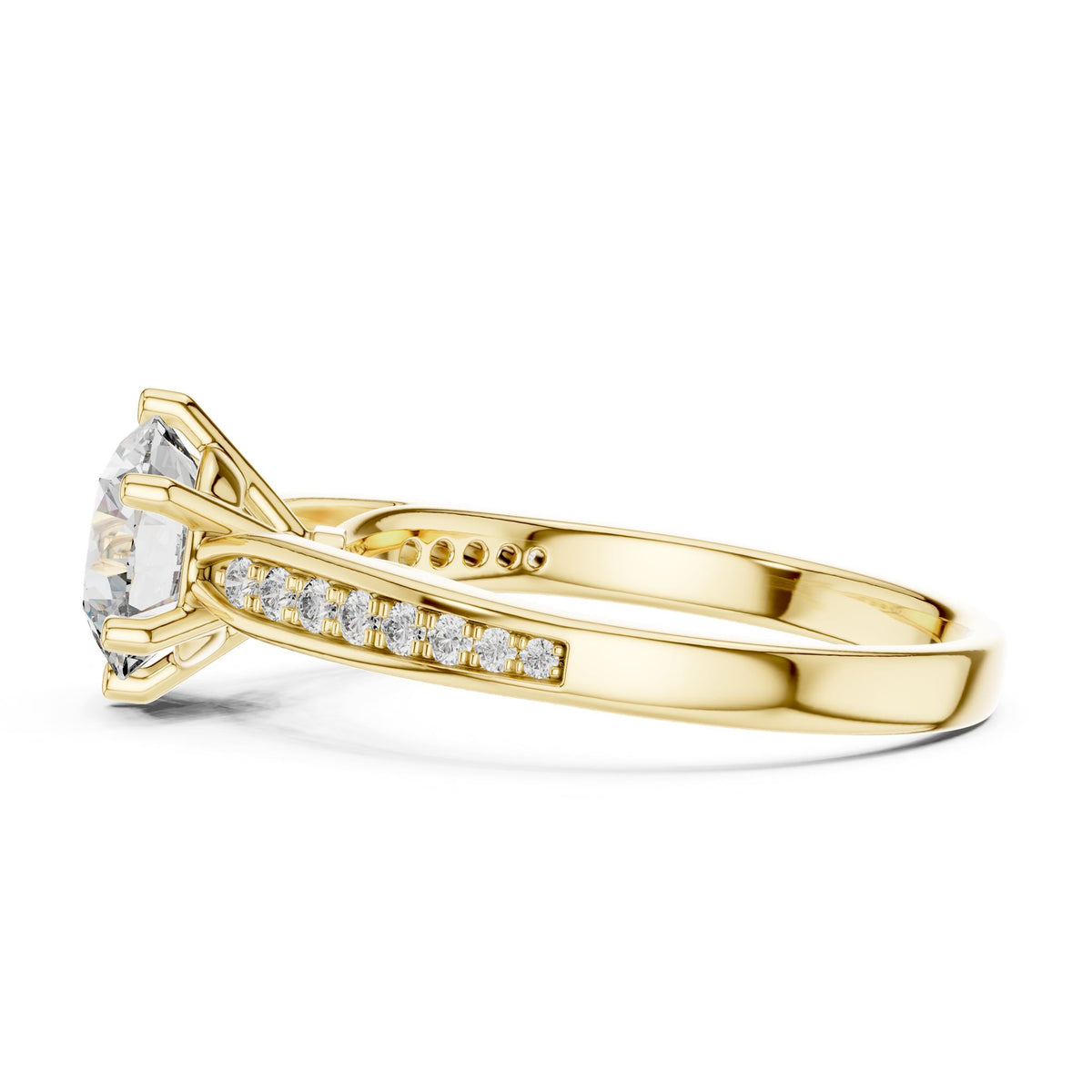 Round Accented Lab Grown Diamond Engagement Ring