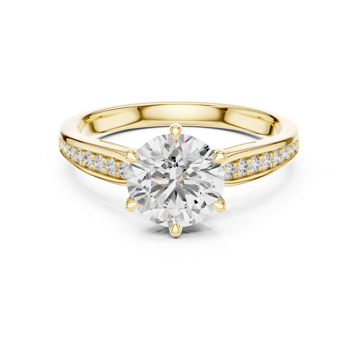 Round Accented Lab Grown Diamond Engagement Ring