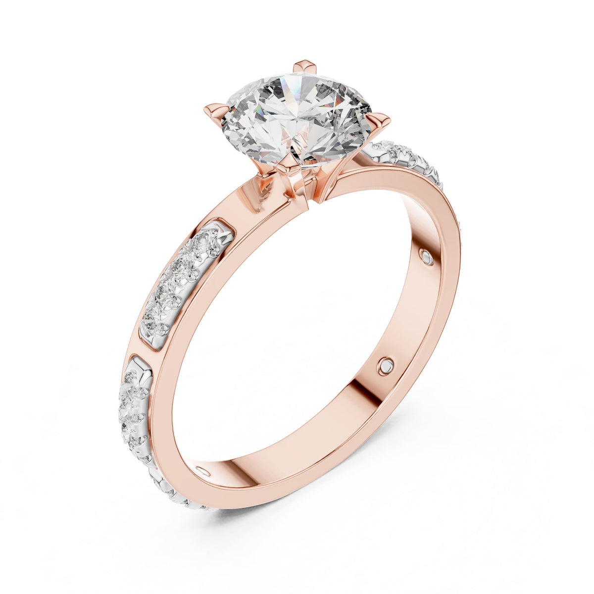 Round Accented Lab Grown Diamond Engagement Ring
