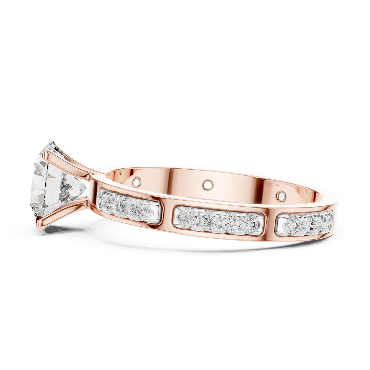 Round Accented Lab Grown Diamond Engagement Ring