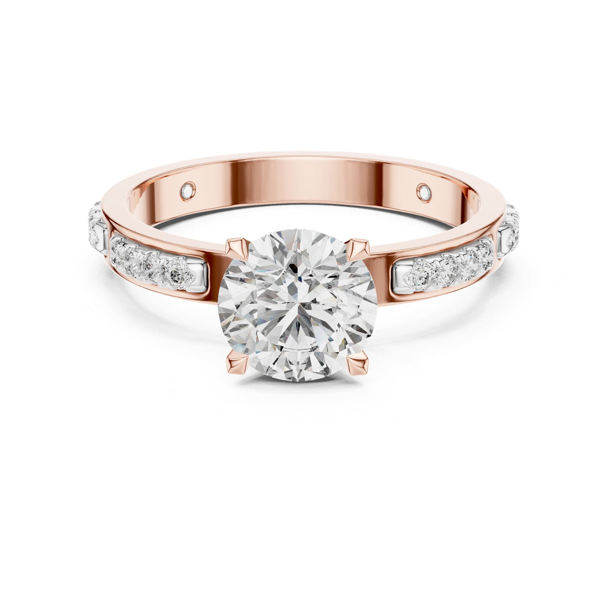 Round Accented Lab Grown Diamond Engagement Ring