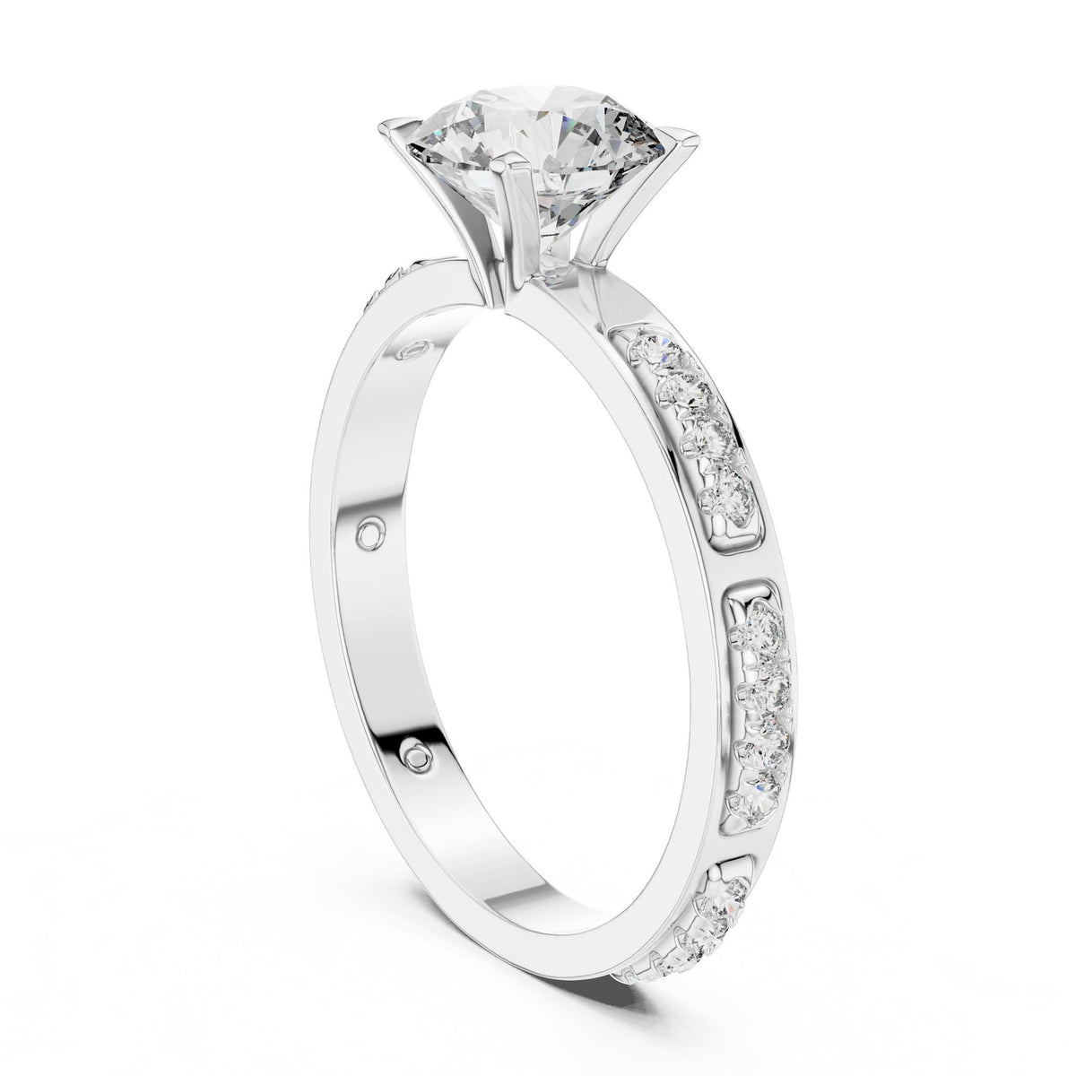 Round Accented Lab Grown Diamond Engagement Ring