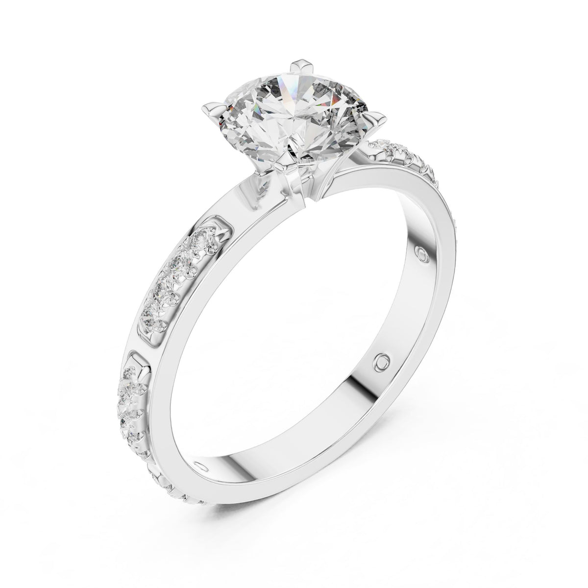 Round Accented Lab Grown Diamond Engagement Ring