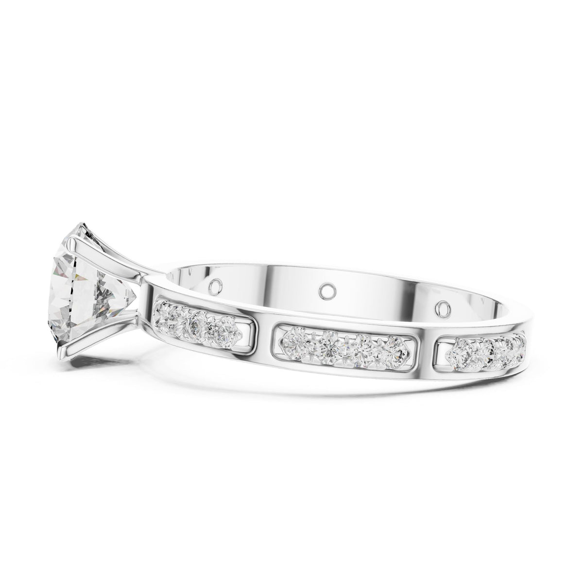 Round Accented Lab Grown Diamond Engagement Ring