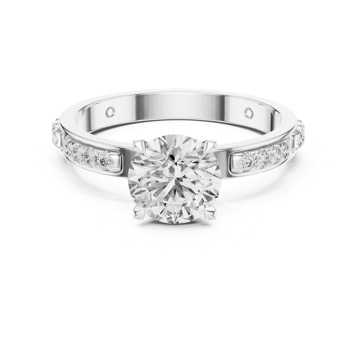 Round Accented Lab Grown Diamond Engagement Ring