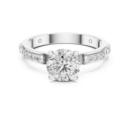 Round Accented Lab Grown Diamond Engagement Ring