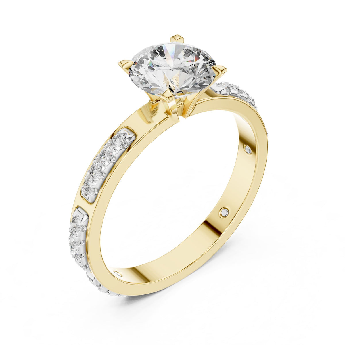 Round Accented Lab Grown Diamond Engagement Ring