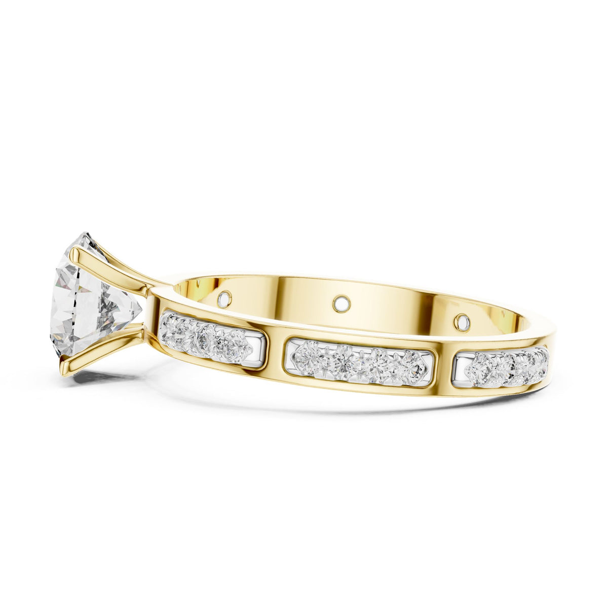 Round Accented Lab Grown Diamond Engagement Ring