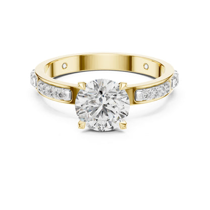 Round Accented Lab Grown Diamond Engagement Ring