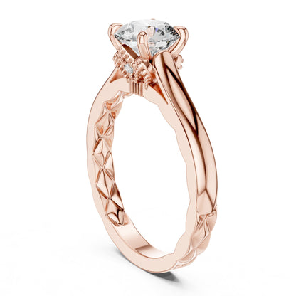Round Accented Lab Grown Diamond Engagement Ring