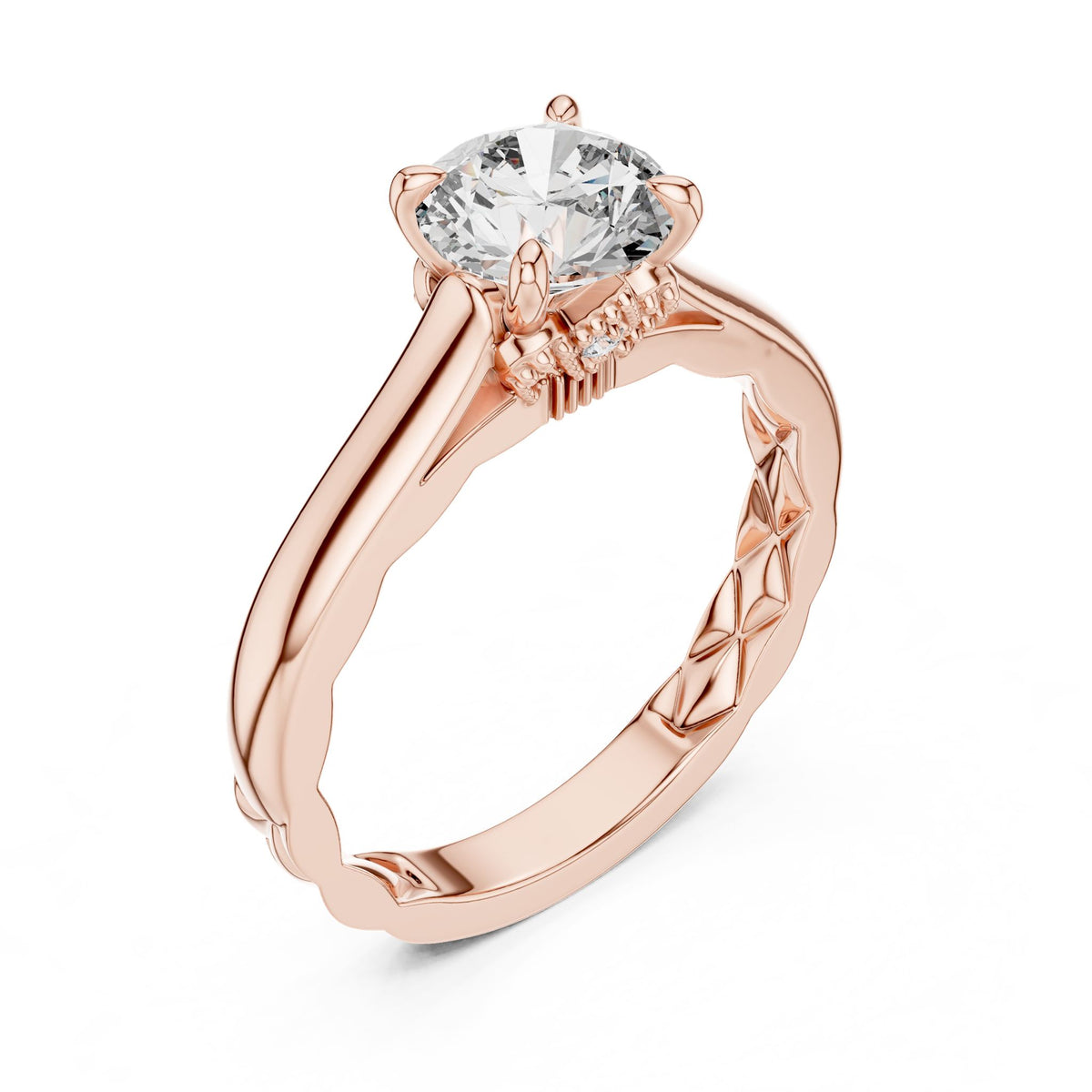 Round Accented Lab Grown Diamond Engagement Ring