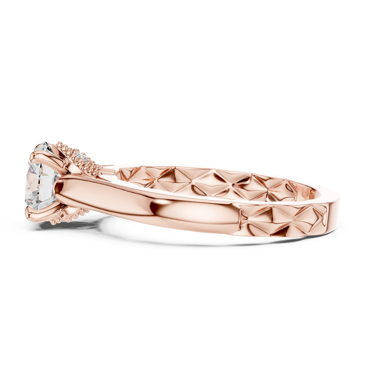 Round Accented Lab Grown Diamond Engagement Ring