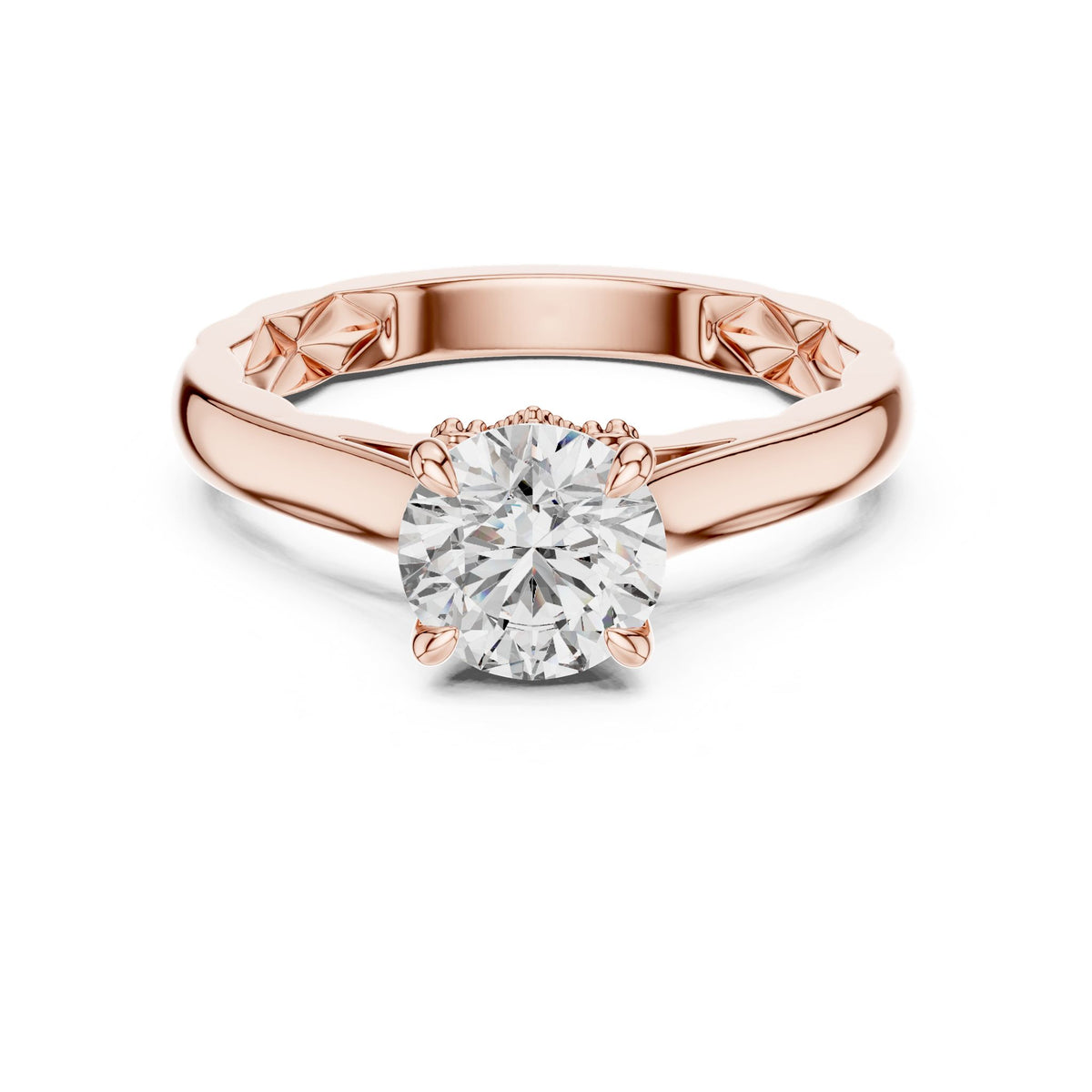 Round Accented Lab Grown Diamond Engagement Ring